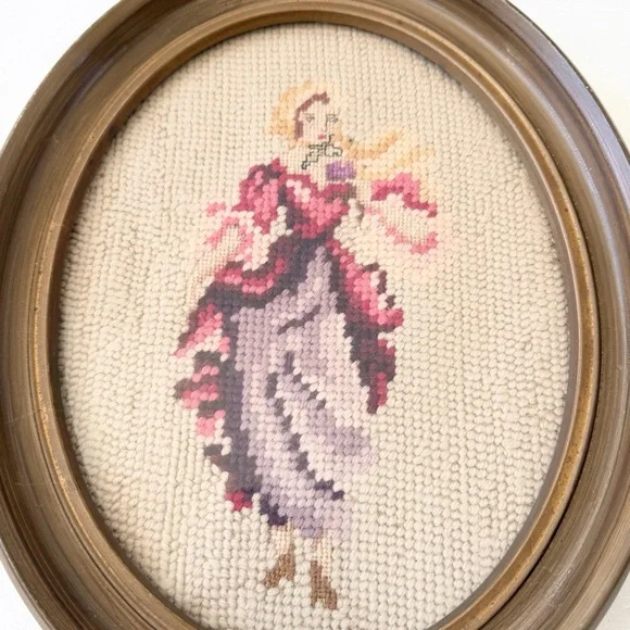 Vintage Victorian Needleworks Wall Decor Cross Stitch Embroidery Set of 2 - Picture 2 of 9